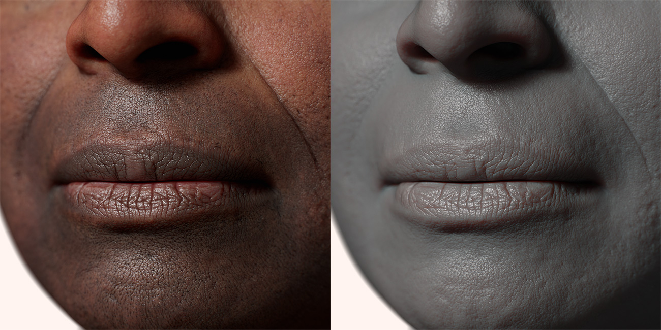 Male head scan skin pore details 